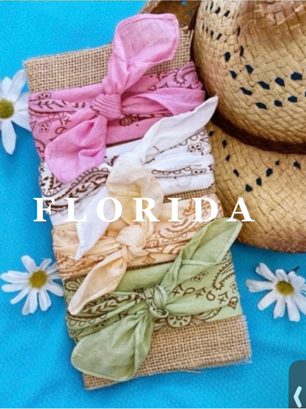 BANDANA Bandanas ⭐️NWT Paisley Cotton (Set of4)  "FLORIDA" Hand Dyed